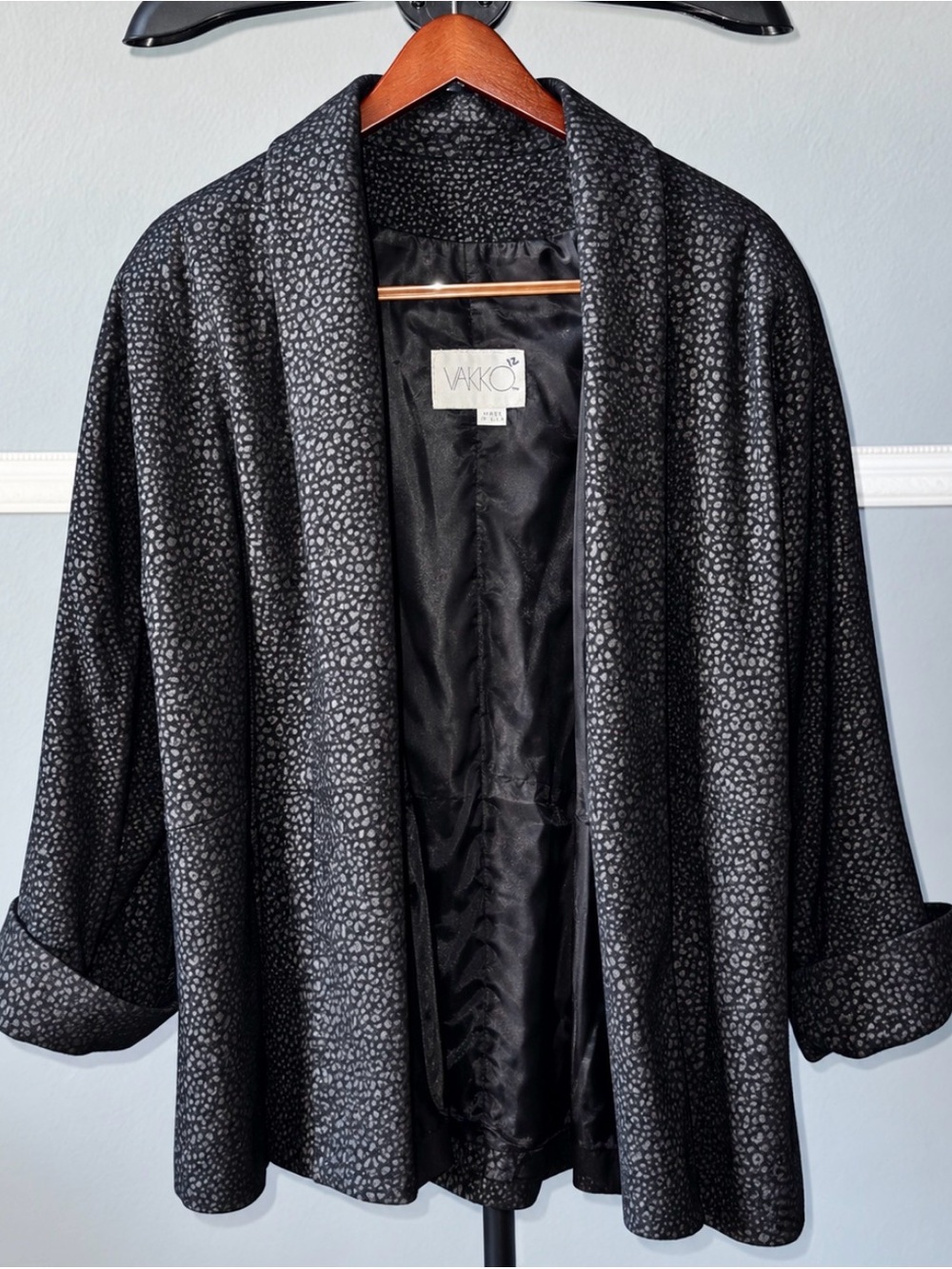 Rare Vintage VAKKO Black Python Embossed Leather Swing Coat